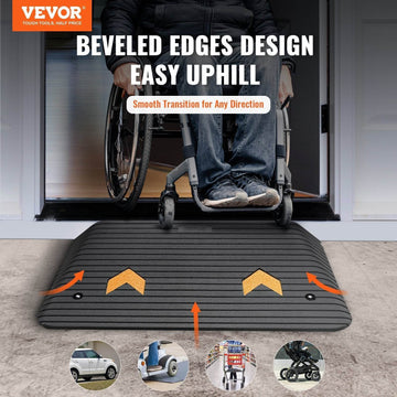 Upgraded Rubber Threshold Ramp, 3.5 Rise Door Ramp With 1 Channel, Natural Rubber Car Ramp With Non-Slip Textured Surface, 33069 Lbs Load Capacity Curb Ramp For Wheelchair And Scooter