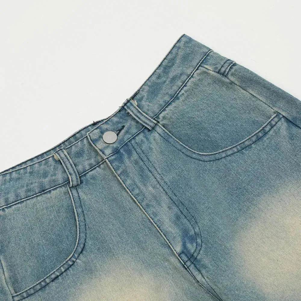 Beggar Ripped Patch Embroidered Letter Jeans - Velora