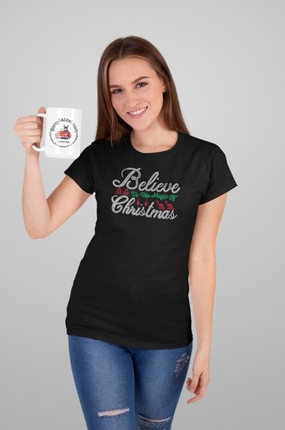 Believe in the Magic of Christmas Rhinestone Shirt – Holiday Sparkle Bling Tee | Blingdazzel