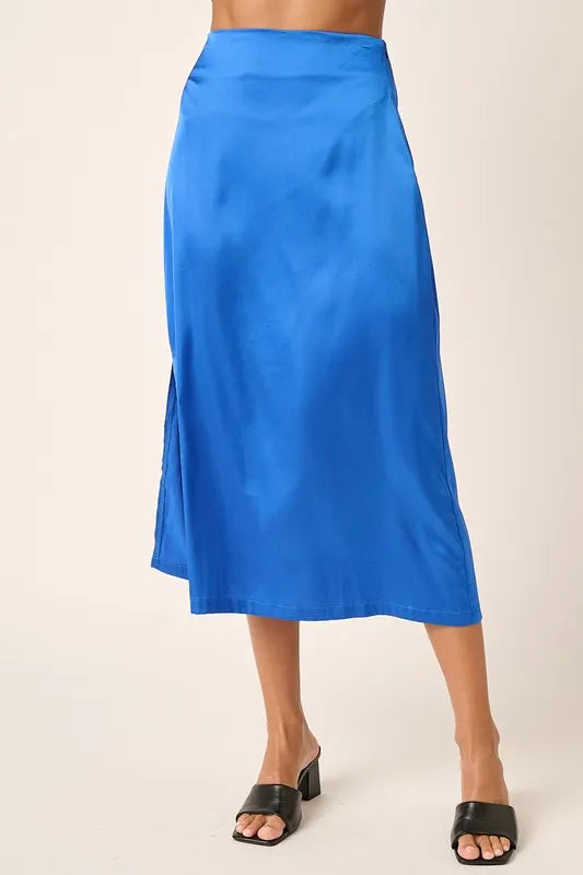 Mittoshop Side Slit Satin Midi Skirt - Velora