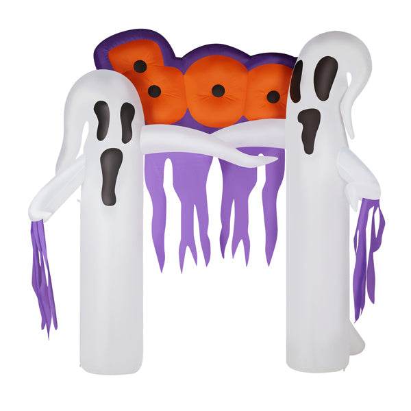 9.8ft White Ghost Arch 3 LED Lights And 2 Colorful Light Plates Halloween Inflatable Decoration - Velora