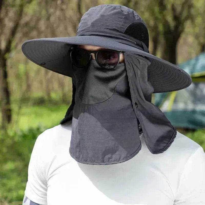 Big Brim Protective Caps Summer Face Cover Sun-proof Mountaineering Bucket Hat - Velora