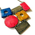 Big  Colorful Statement Jewelry Set with Wide Statement Necklace & Long Geometric Earrings - Velora Luxury Fashion