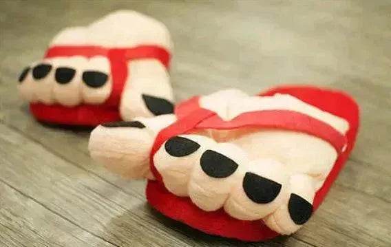 Big Giant Toe Plush Chic Women Men Creative Funny Cartoon Slippers for Winter and Autumn - Velora