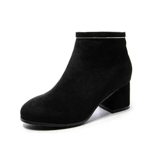 Black Martin Boots Shoes Women Thick Heels - Velora