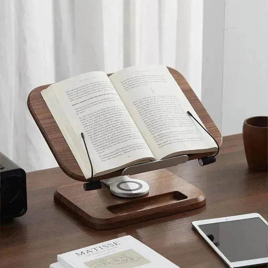 Black Walnut Solid Wood Reading Rack Adjustable Rotating Children's Reading Artifact IPad Bracket - Velora
