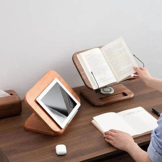 Black Walnut Solid Wood Reading Rack Adjustable Rotating Children's Reading Artifact IPad Bracket - Velora