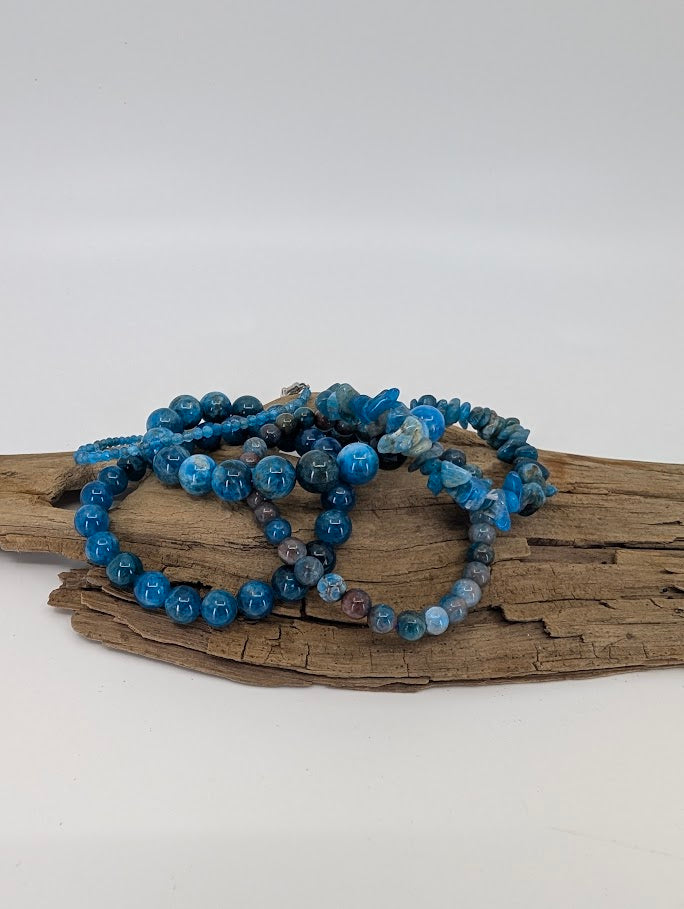 Blue Apatite Bracelets - from 3mm to 10mm beads