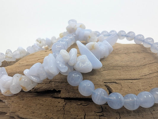 Blue Lace Agate Bracelet – Chip, 4.5, 6, 7, 8mm Beads