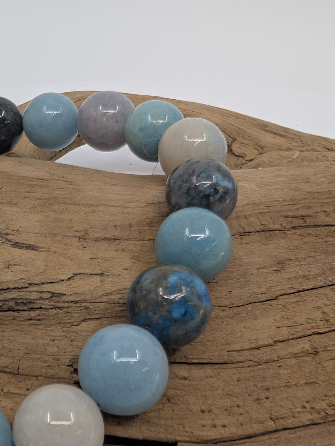 Blue Trolleite Bracelet — 9.5mm Round Beads