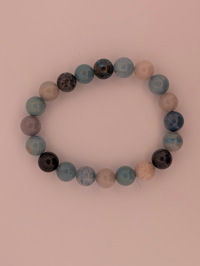 Blue Trolleite Bracelet — 9.5mm Round Beads