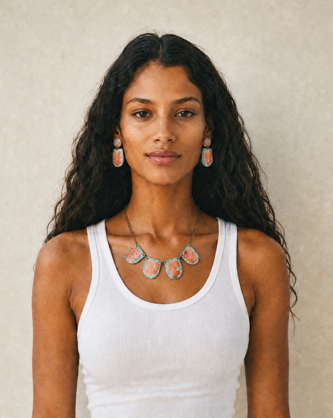 Watercolor Bib Necklace Handmade from Clay & Painted - Velora Luxury Fashion