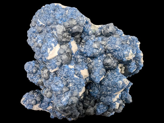 Blueberry Fluorite with Rare Cubic Window Formation & White Quartz – Huangganglang Mine (7" Museum Specimen)