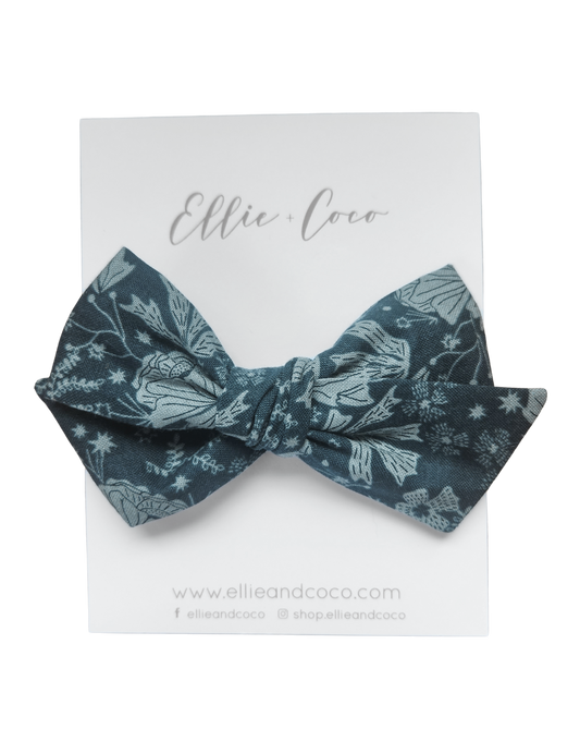 Blue Floral Oversize Bow - Velora