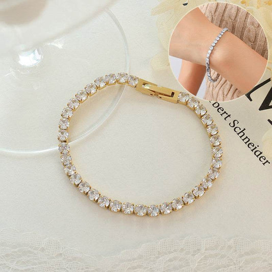 Women's Fashion And Fully-jewelled Zircon Bracelet Bling Chain Bracelet For Girl Titanium Steel Cubic Chain Jewelry Exquisite Gift - Velora