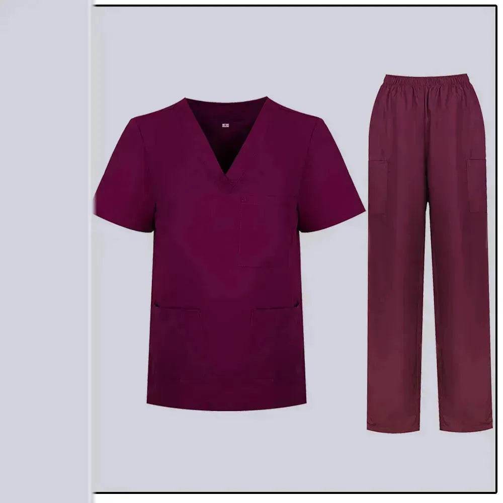 Women Nurse Uniform Female - Hospital Nurse Costume - V Neck Top Pants Set - Velora