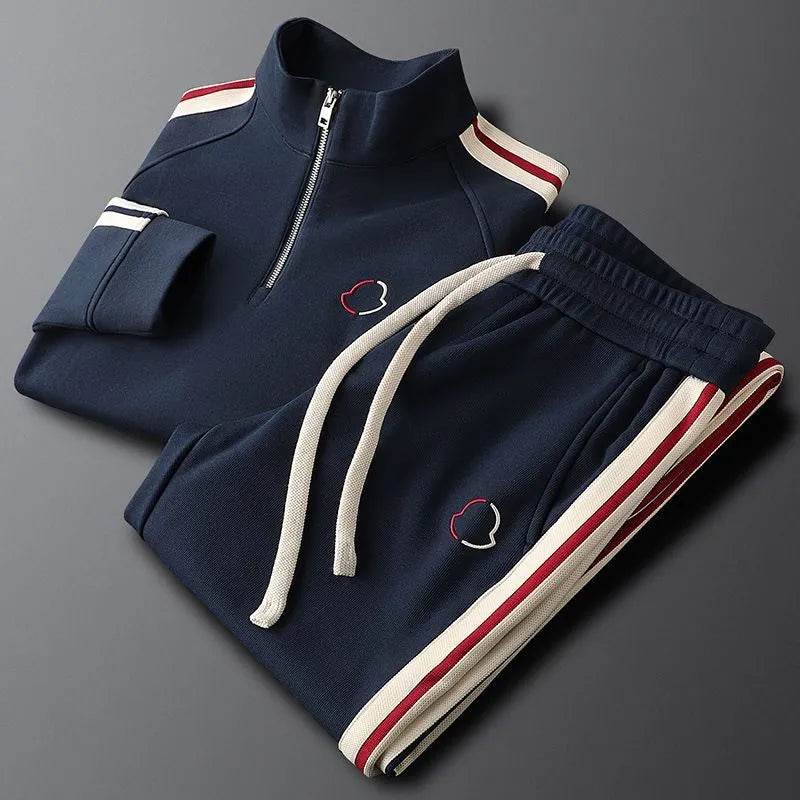 2pcs Fashion Side Stripe Leisure Sports Quarter Zip Tracksuit Co ord for Men - Velora