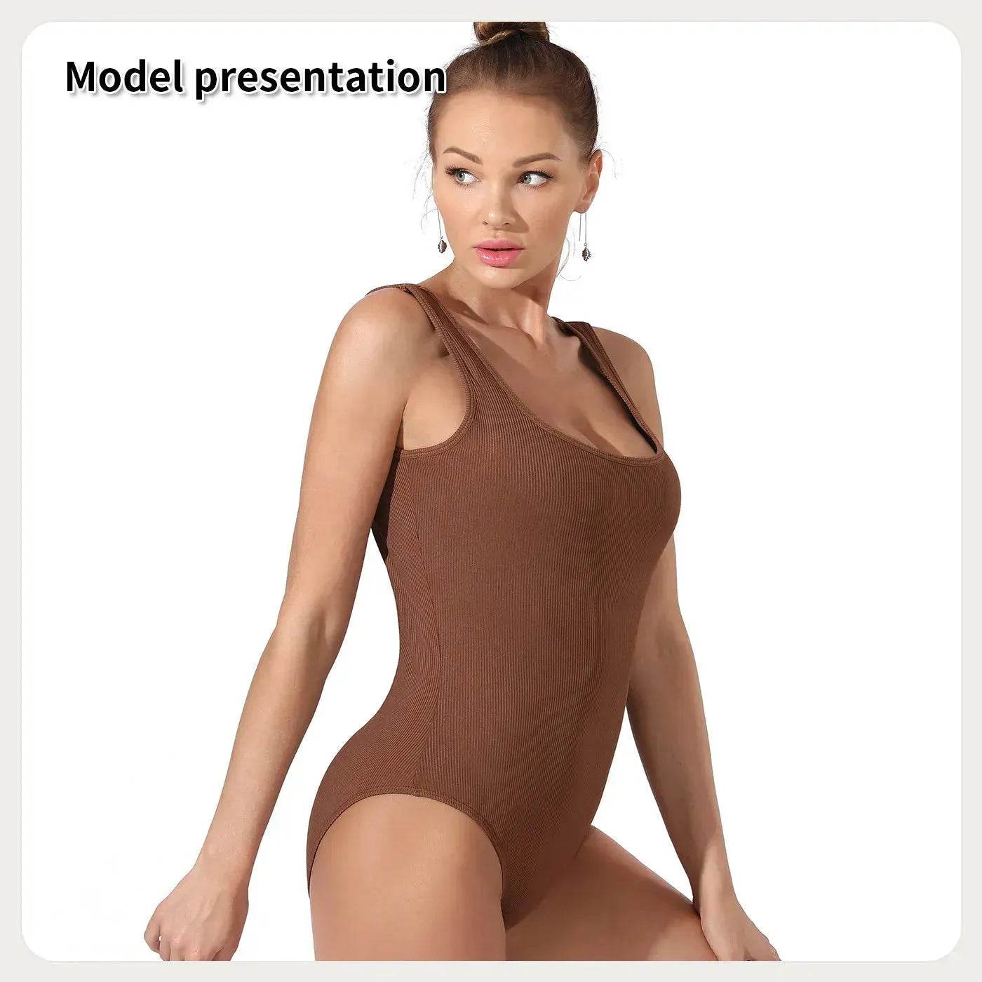 One piece Full body shaper Sleeveless Square neckline Bodysuit - Velora