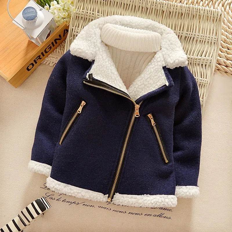 Children's Thickened Fleece Wool Top Lamb Wool Coat - Velora