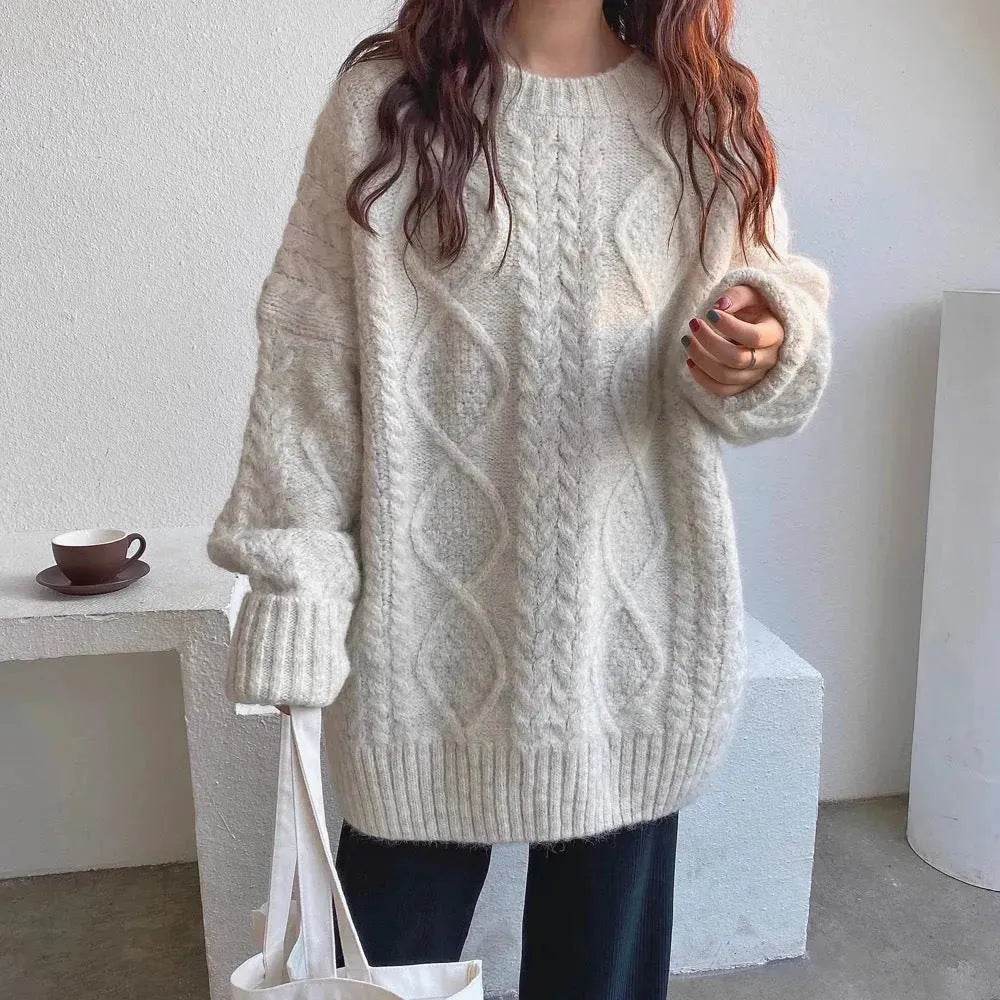 Autumn Winter Twist Knitted Pullover Sweater for WOMEN - Velora