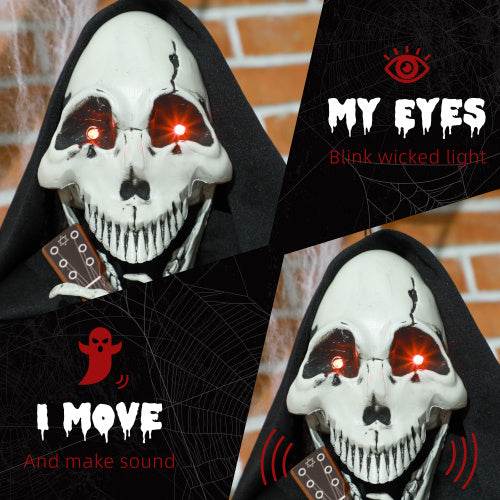 HOMCOM 4.3 Outdoor Halloween Decoration Animatronic Guitar-playing Grim Reaper, Sound And Motion Activated Animated Prop With Light Up Eyes Guitar Music - Velora