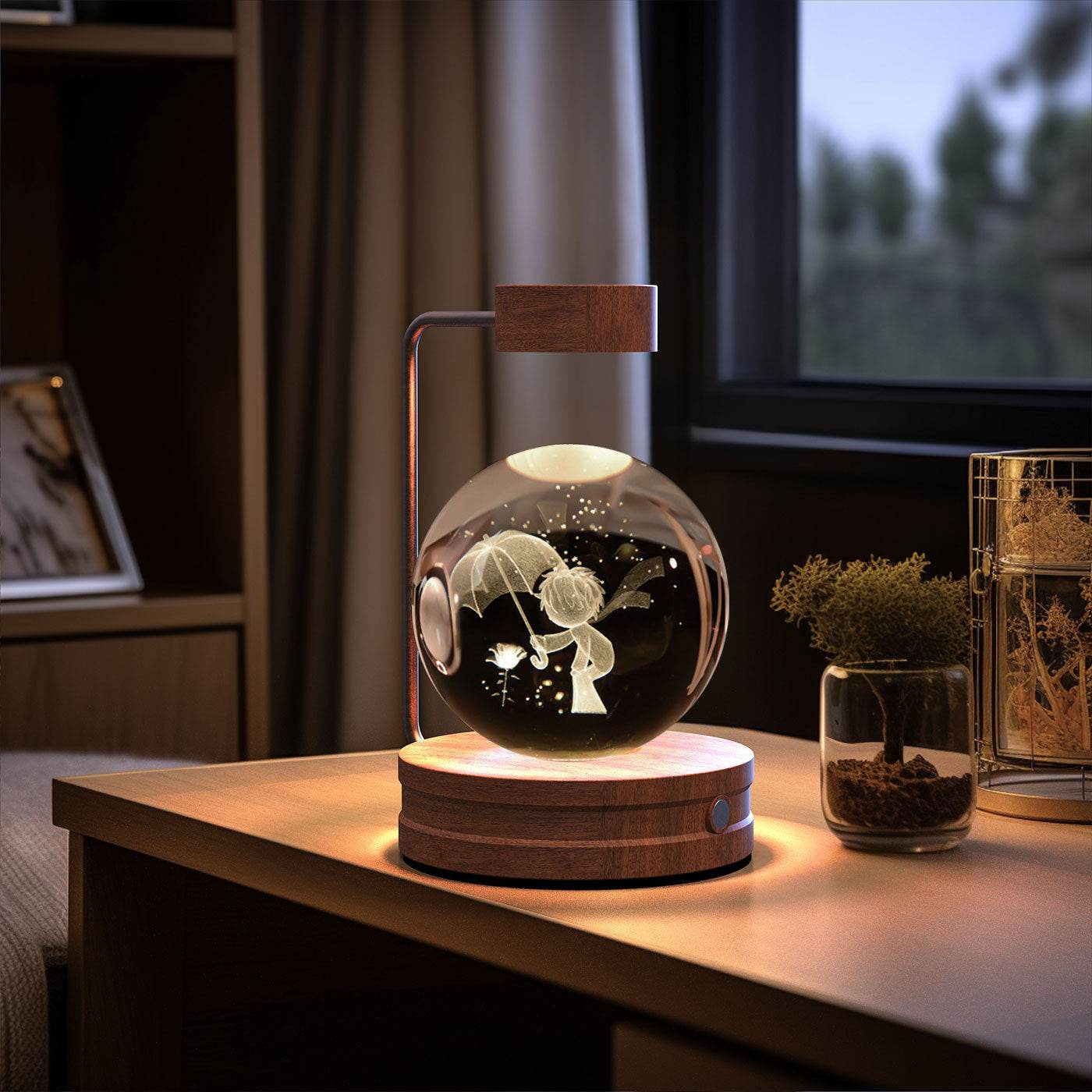 Crystal Ball Cosmic Dinosaur Indoor Night Light USB Power Warm Bedside Light Birthday Gift Night Lamp - Velora