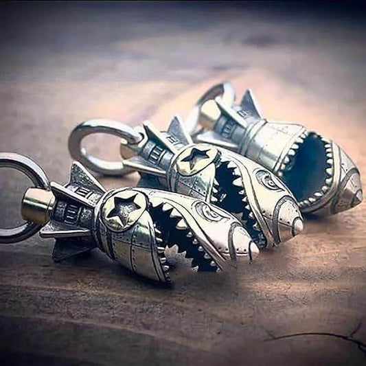 Creative Shark Rocket Skull Keychain - Velora