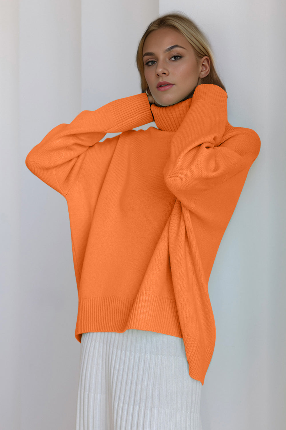 Basic Bae Turtleneck Dropped Shoulder Long Sleeve Sweater True Northern Spirit
