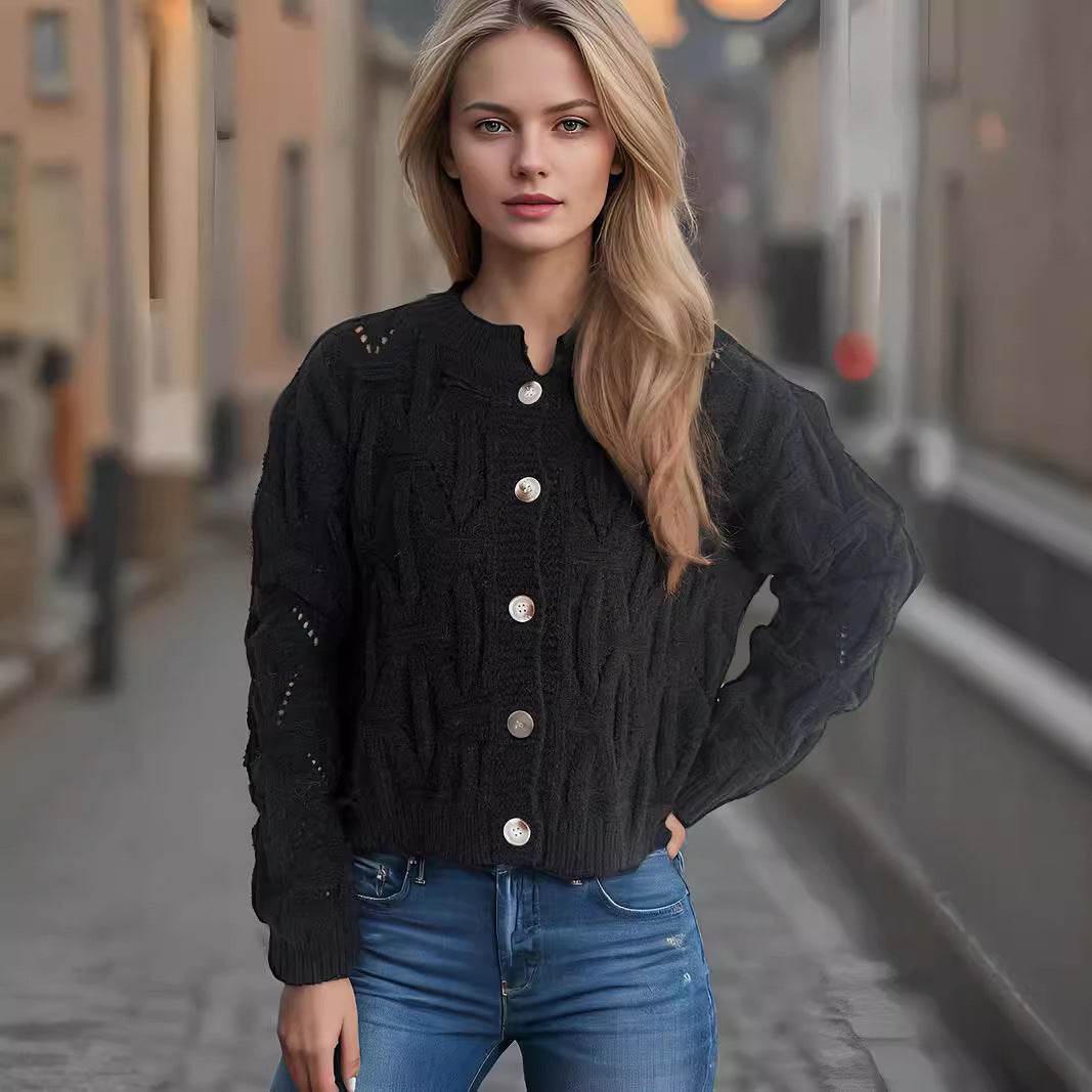 Button Knitted Cardigan Sweater Coat - Velora