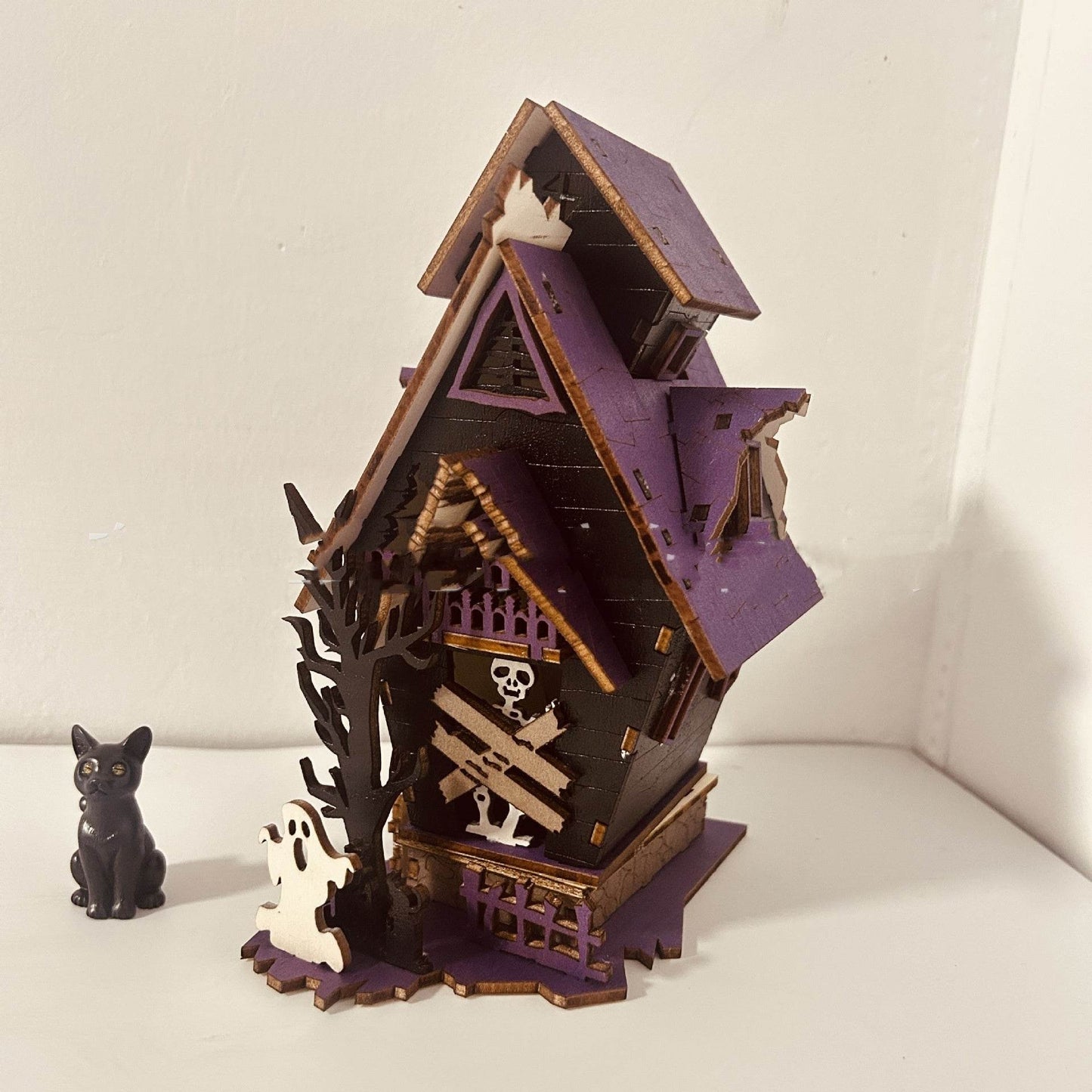 Halloween DIY Wooden Glowing Haunted House Table Decoration - Velora