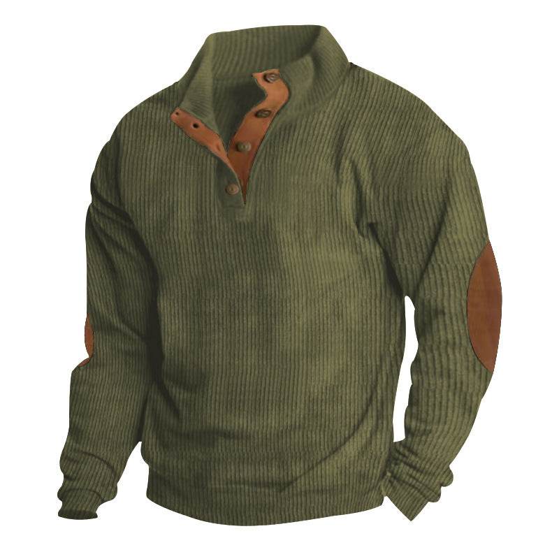 Corduroy Casual Stand Collar Long-sleeved Sweater men - Velora