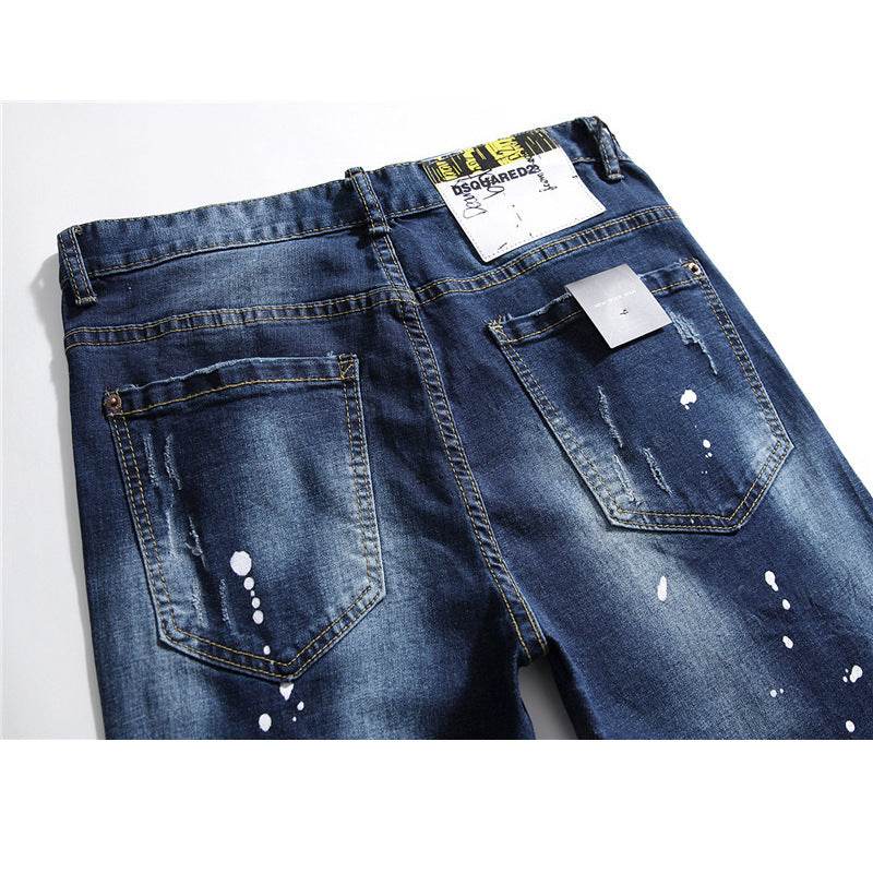 men jeans famous D2 Men slim jeans pants mens denim trousers zipper blue hole Pencil Pants - Velora