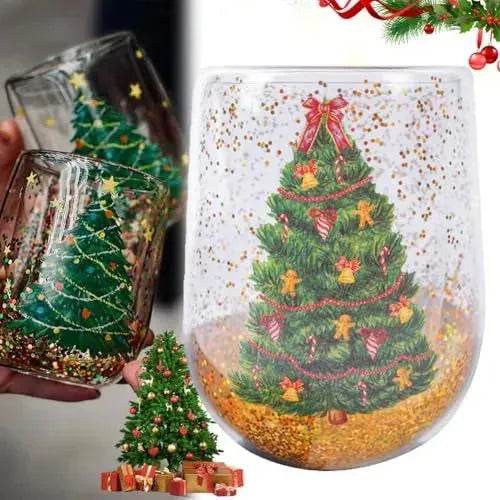 Christmas Tree Cups Heat Resistant Double Layer Household Cartoon Tumbler Gift Idea - Velora
