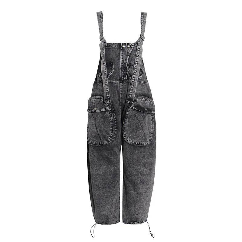Personality Street Tooling Style Overall Baggy Jeans Pant Women