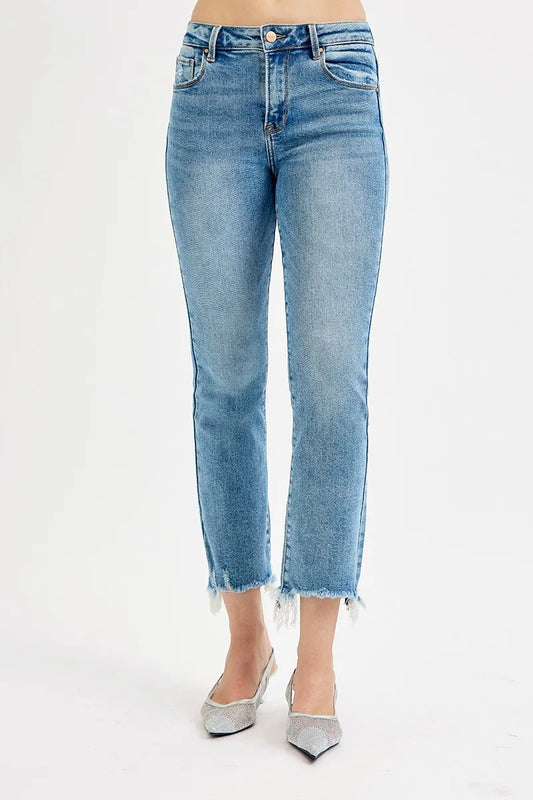 RISEN Full Size High Rise Crop Straight Slim Jeans Plus Size - Velora