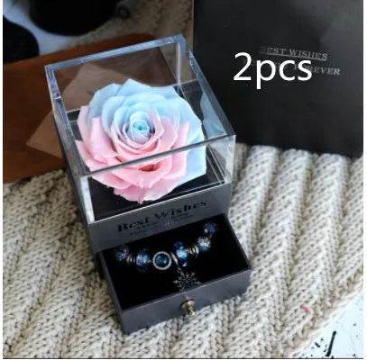 Eternal Flower Rose Jewelry Box for Birthday Presents Valentines Day Wedding Gift Box - Velora