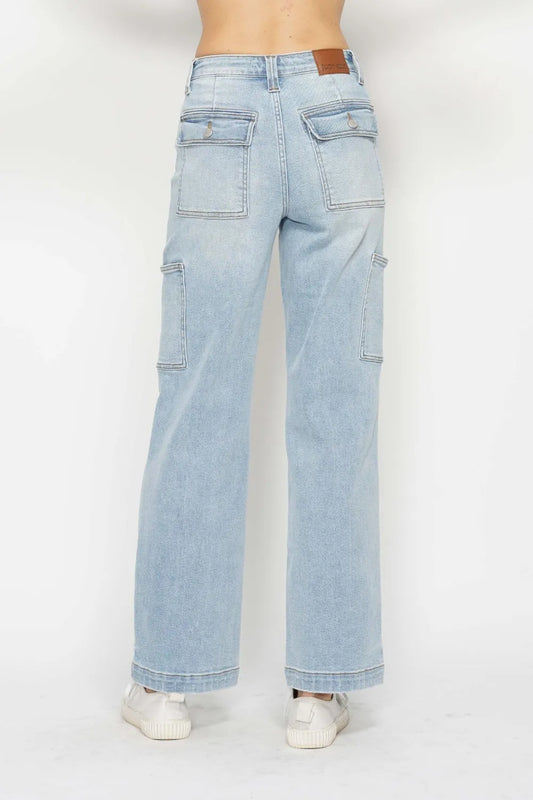 Judy Blue Full Size High Waist Straight Cargo Jeans - Velora
