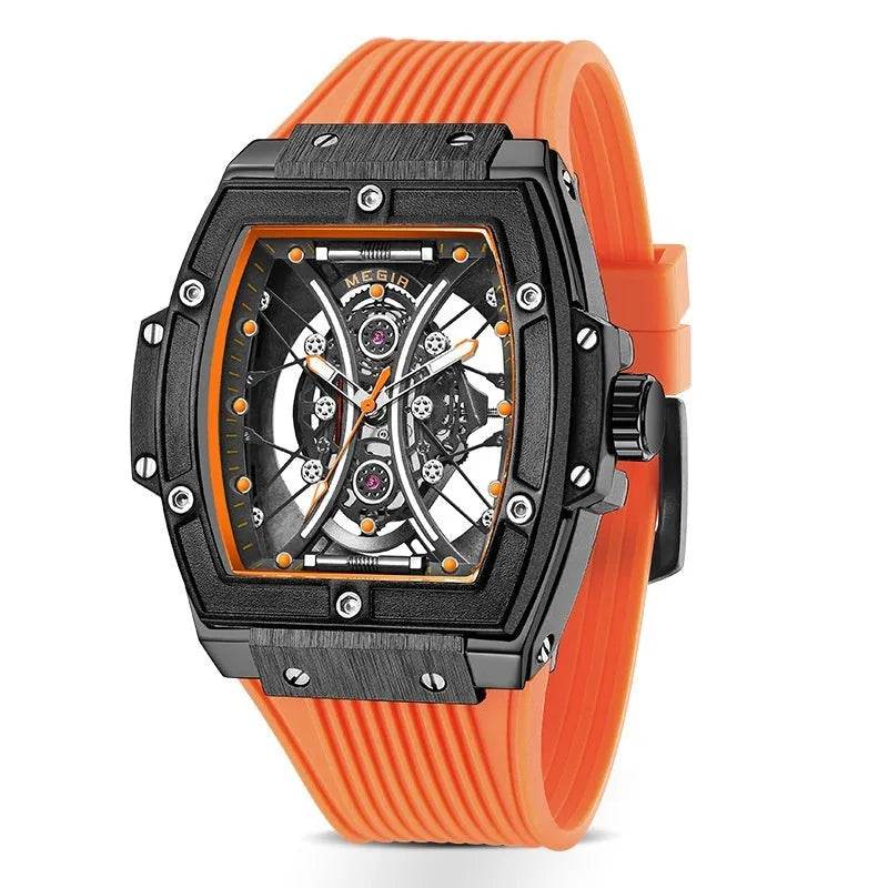 Men's Tonneau Fashion Trend Silicone Strap Luminous Sports Watch - Velora