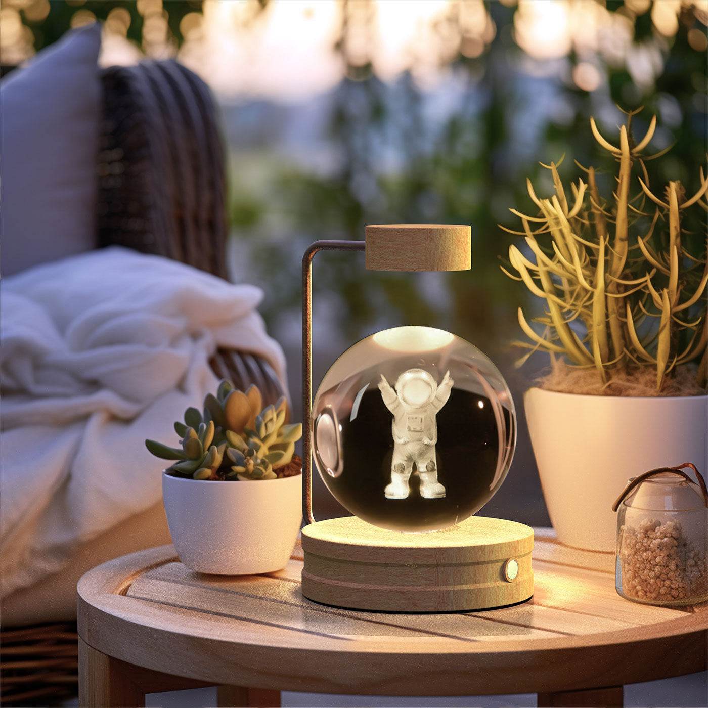 Crystal Ball Cosmic Dinosaur Indoor Night Light USB Power Warm Bedside Light Birthday Gift Night Lamp - Velora