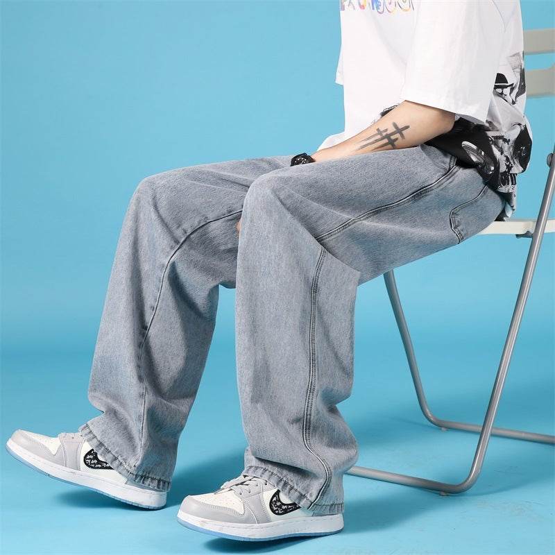 Straight Loose Jeans Men Casual Trousers Hip Hop Cargo Denim Pants With Zipper - Velora