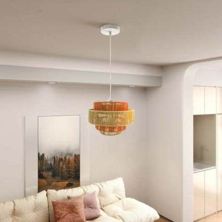 Dorset Pendant Lamp - White And Natural Terracotta - Velora