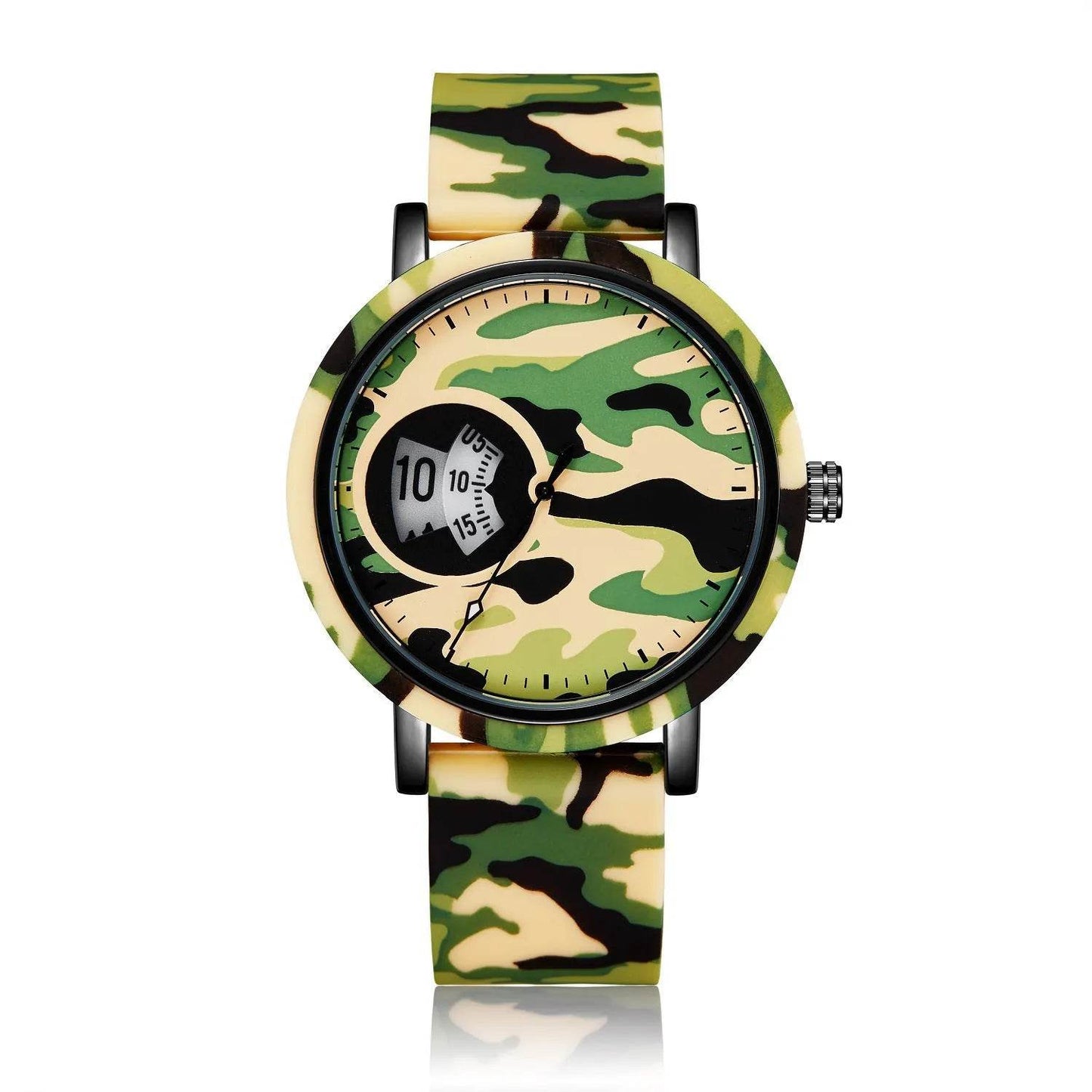 Camouflage Watch Student Sports Double Display Fashion Silicone Strap - Velora
