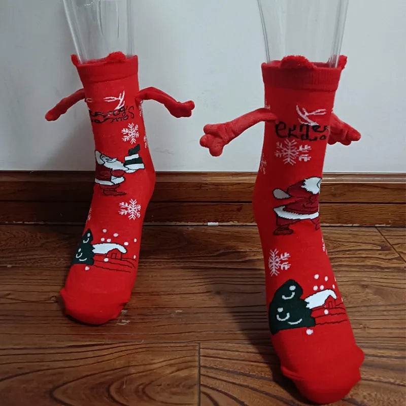Christmas Stockings Autumn Winter Cotton Magnet Lodestone Hand Tube Socks - Velora