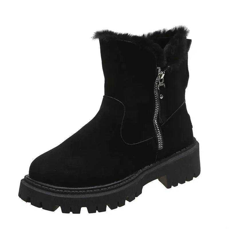 Thick Plush Snow Boots Women Faux Suede Non-slip Winter Shoes - Velora