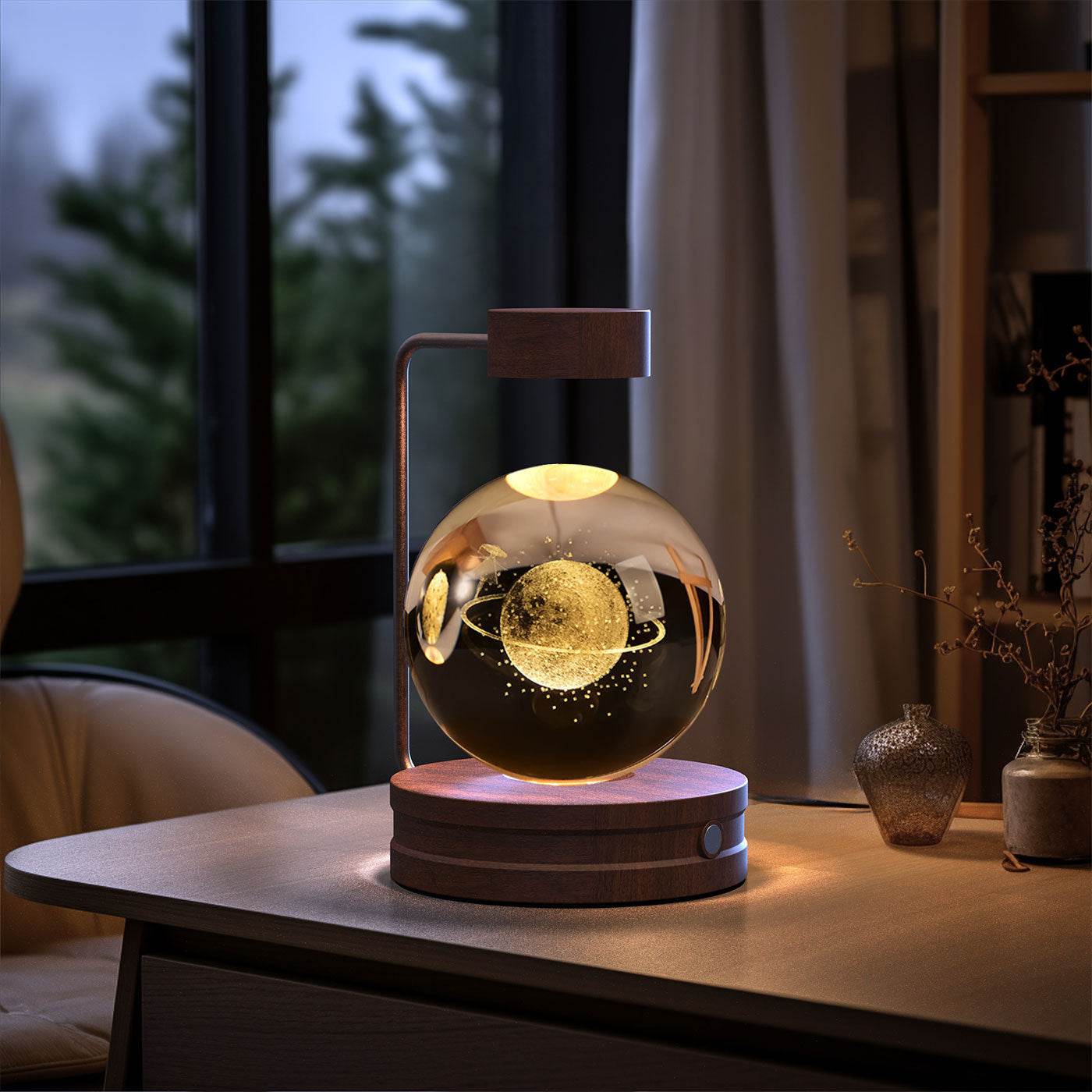 Crystal Ball Cosmic Dinosaur Indoor Night Light USB Power Warm Bedside Light Birthday Gift Night Lamp - Velora
