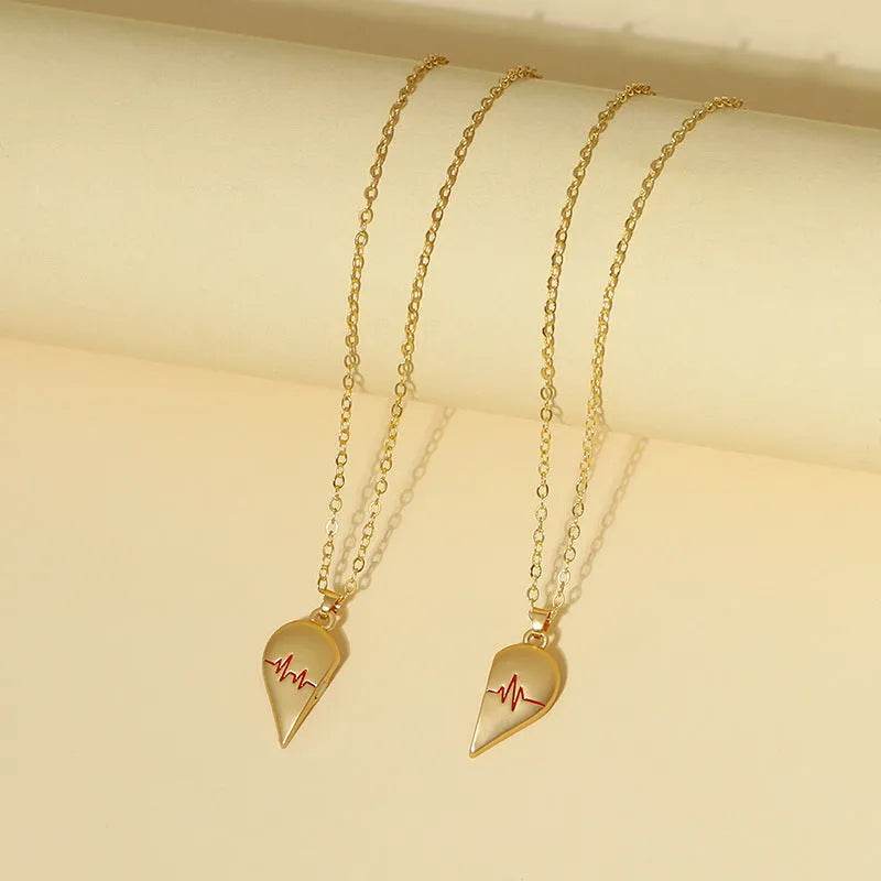 Heartbeat Magnetic Heart Necklace Love Couple Jewelry - Velora