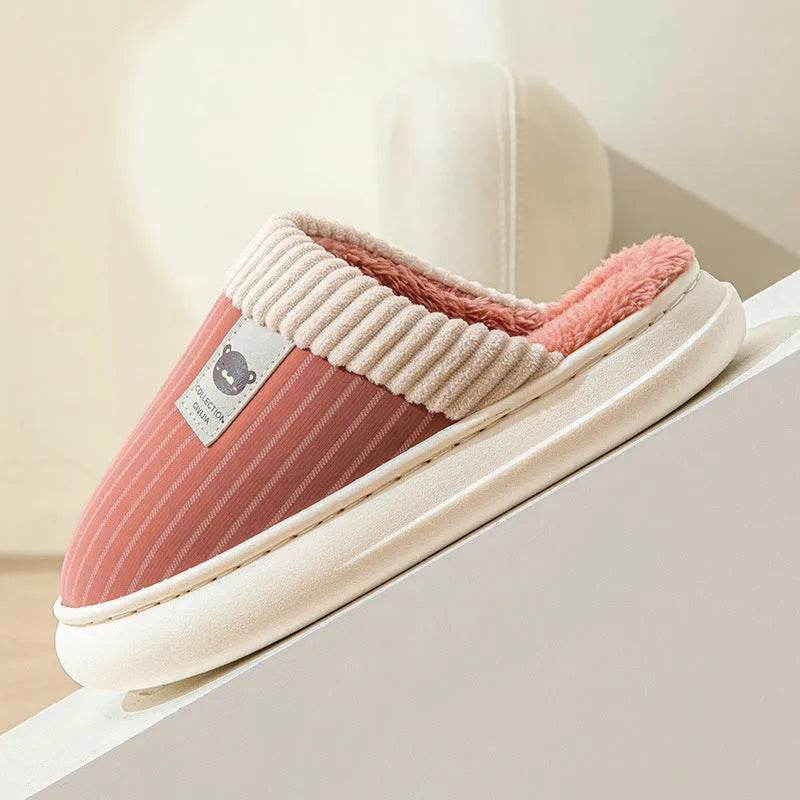 Striped Slippers – Non-Slip Warm Wear-Resistant Footwear - Velora