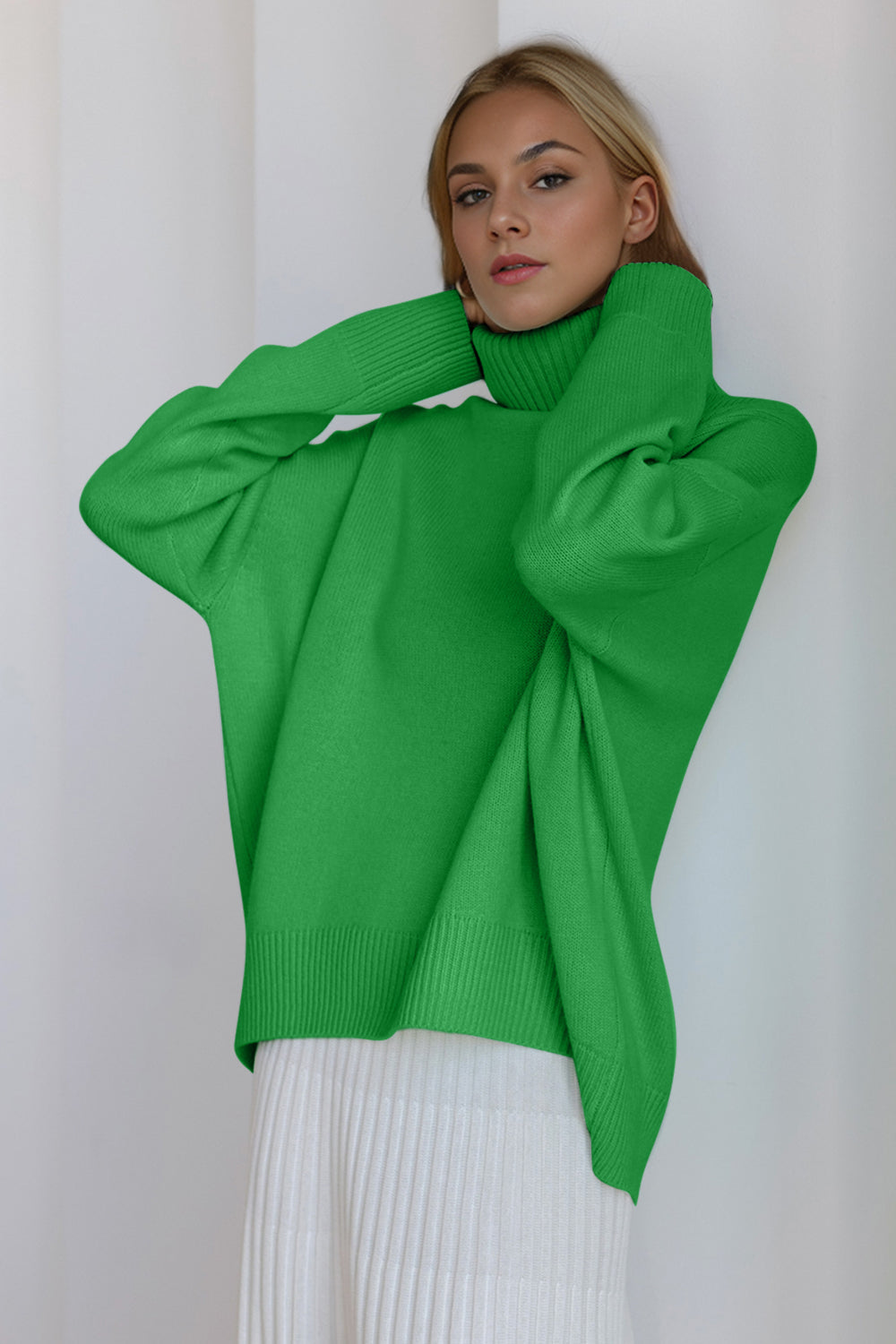Basic Bae Turtleneck Dropped Shoulder Long Sleeve Sweater True Northern Spirit