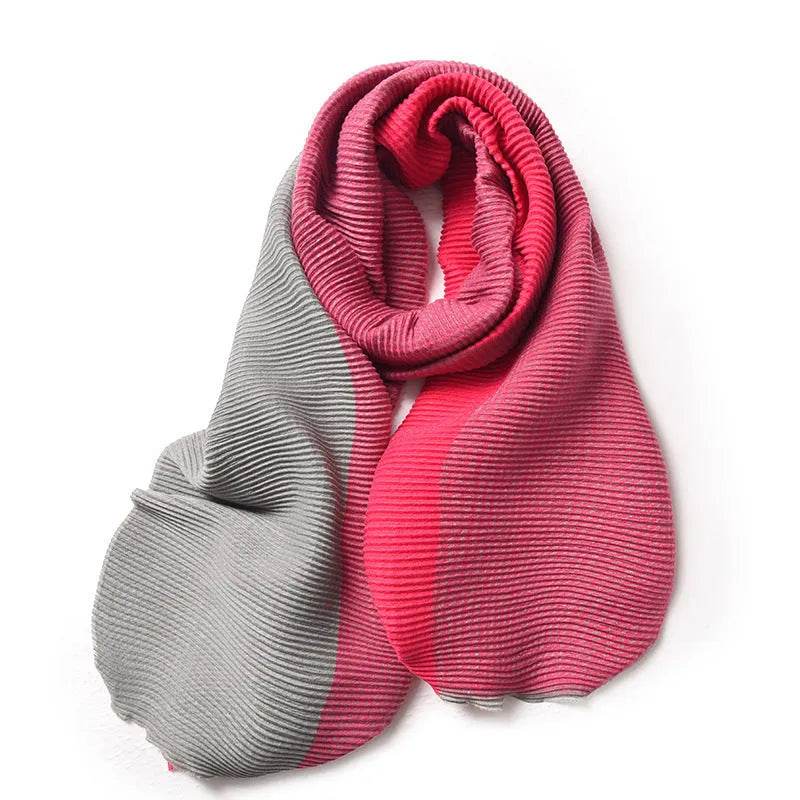 Gradient Mixed-color Scarf Winter Double-sided Wrinkled Imitation Cashmere Scarf Popular Versatile And Elegant Shawl For Women - Velora