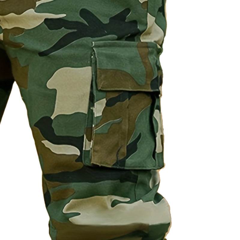 Multi-pocket Camouflage Ankle-tied Men's Military Casual Cargo Slim fit Pants trouser - Velora